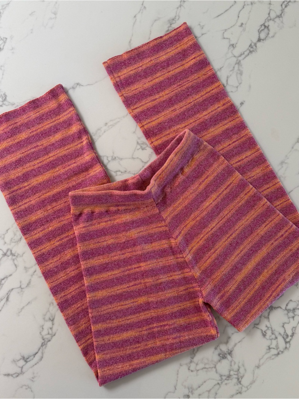 Wild Fable High-Rise Flare Sweater Knit Pants - Pink / Orange Stripe - Size M